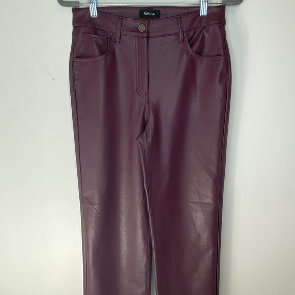 Reitmans - Vegan-leather, Straight leg, Maroon pants, Size 8 - Picture 2 of 8